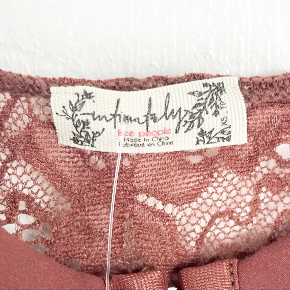 INTIMATELY FREE PEOPLE Double Dare Chocolate Lace Corset Thong Bodysuit Size XS